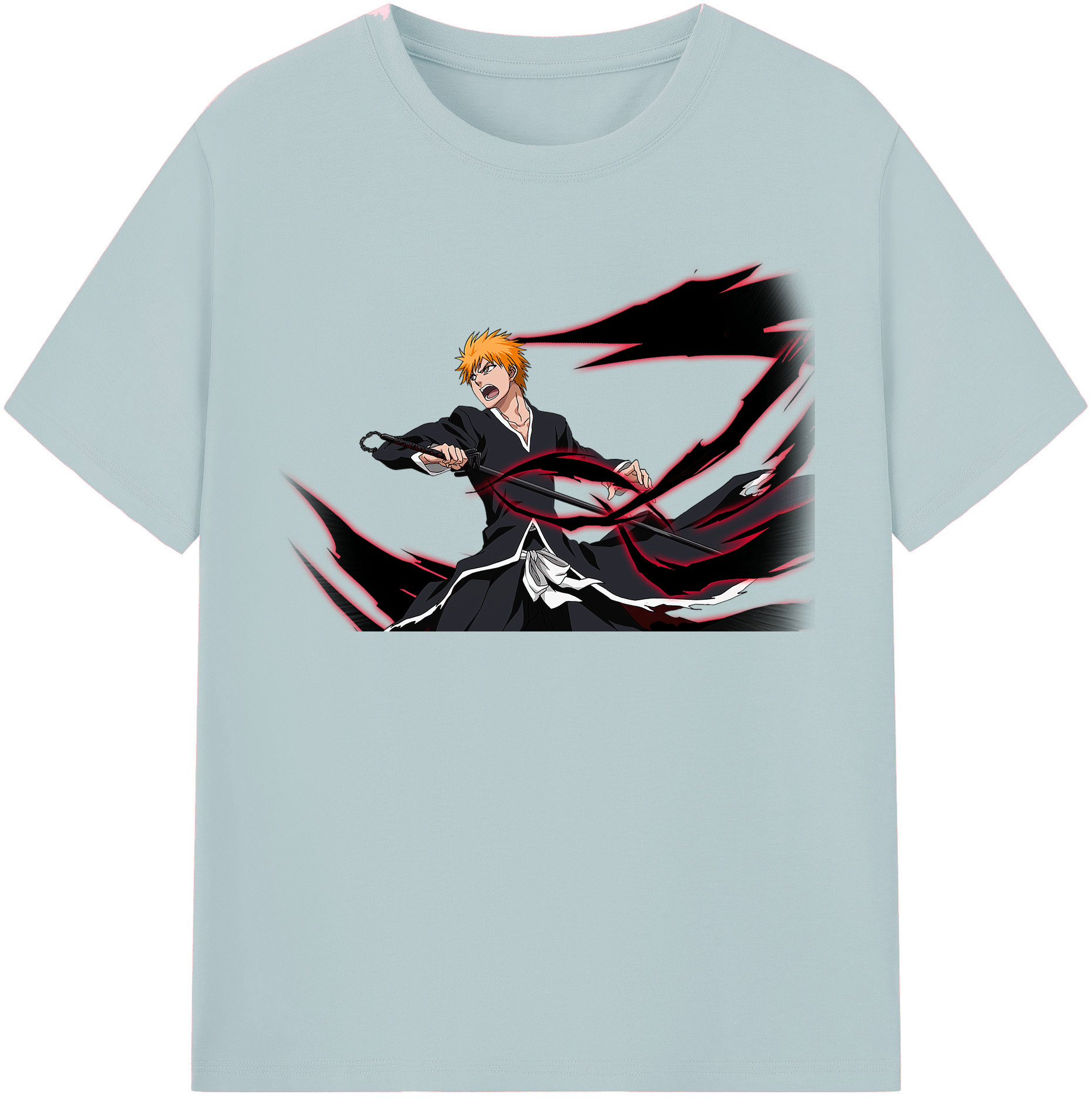 （画像用） ブリーチ 黒崎一護（くろさき いちご）BLEACH Kurosaki Ichigo 綿100％半袖Tシャツ（フロントプリント）